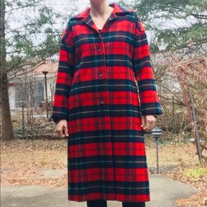 Pendleton Red Checkered Wool Coat